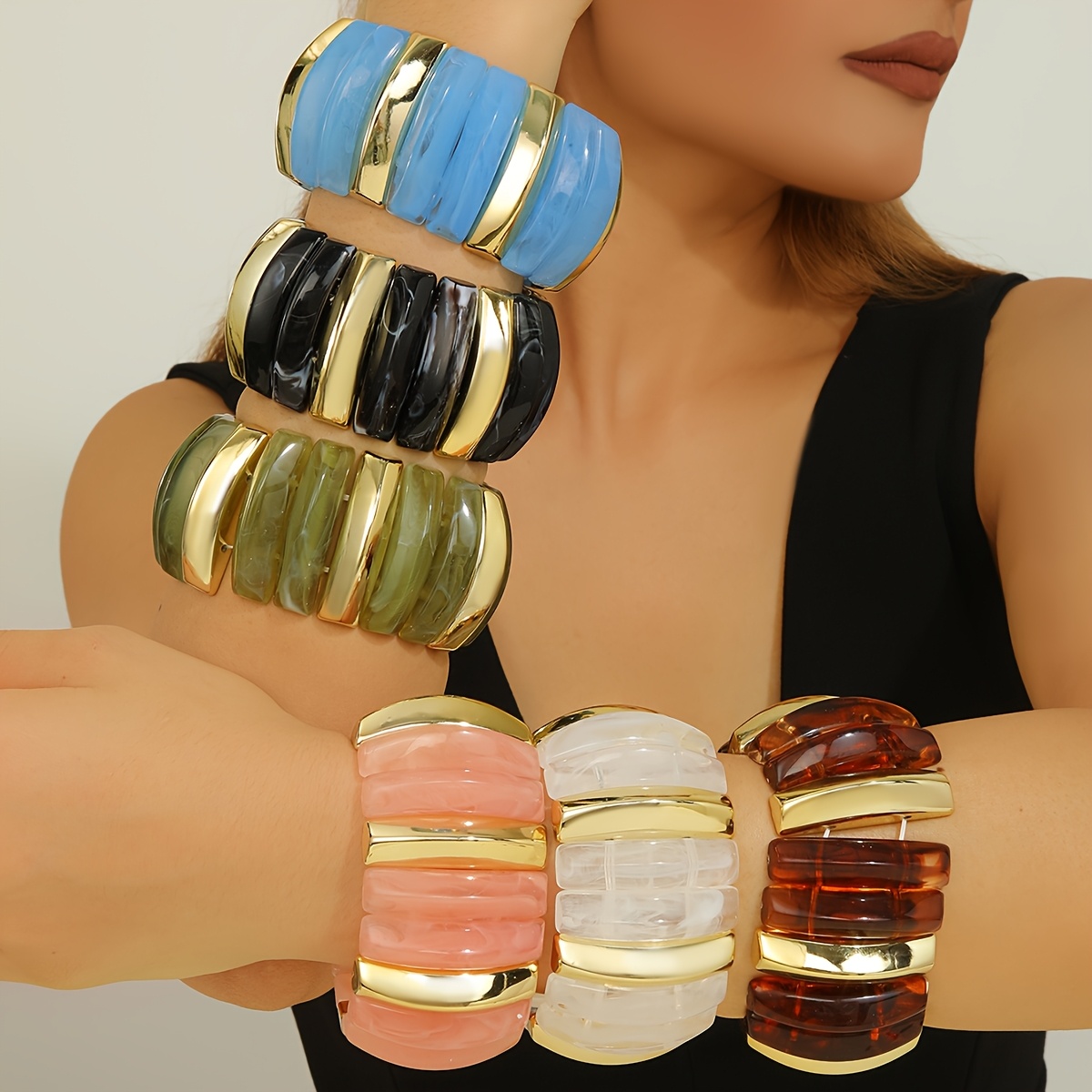 Vintage Tortoiseshell Wide Bangle, Light Luxury Design